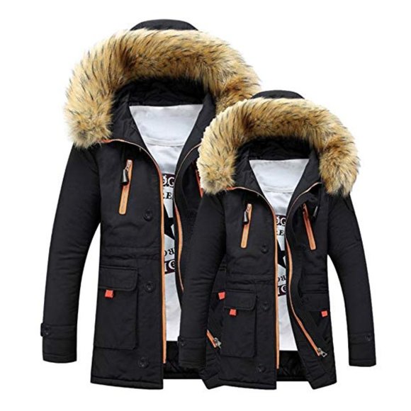 2XL Jacket Outwear Cotton Thicken Hooded Parka Men's Winter Coat Overcoat Autumn
